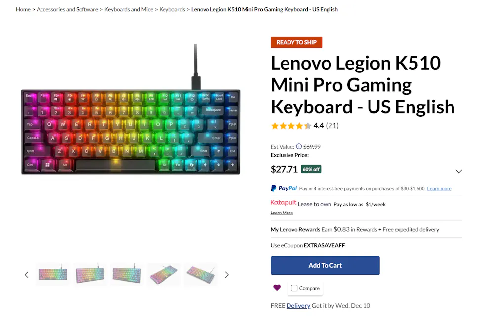 Great Deal on the Lenovo Legion K510 Mini Pro Gaming Keyboard!