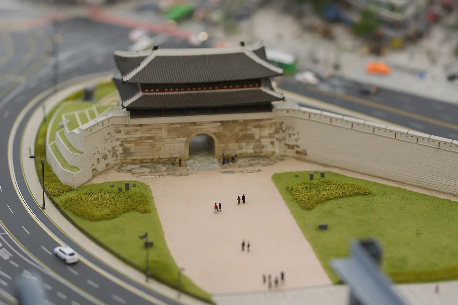 벽 모델을 가진 도시의 모델