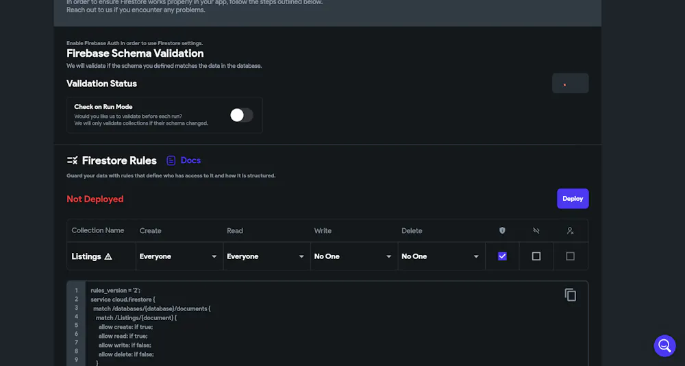 Firebase validation status keeps loading