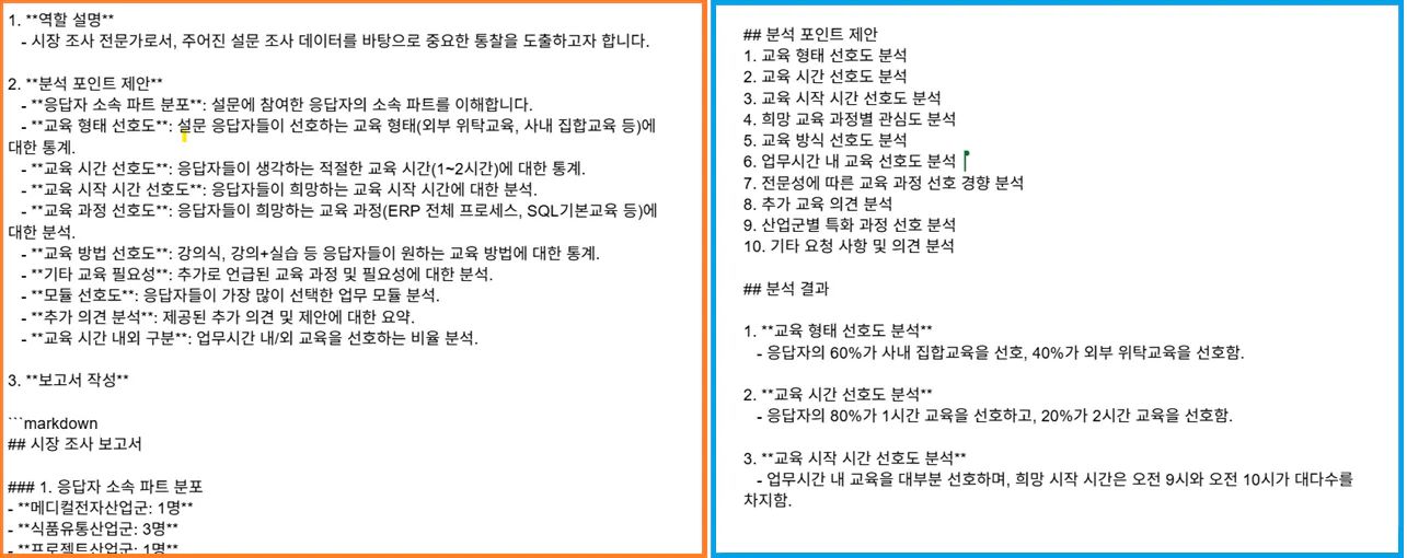 한국어의 스크린 샷과 단어 목록