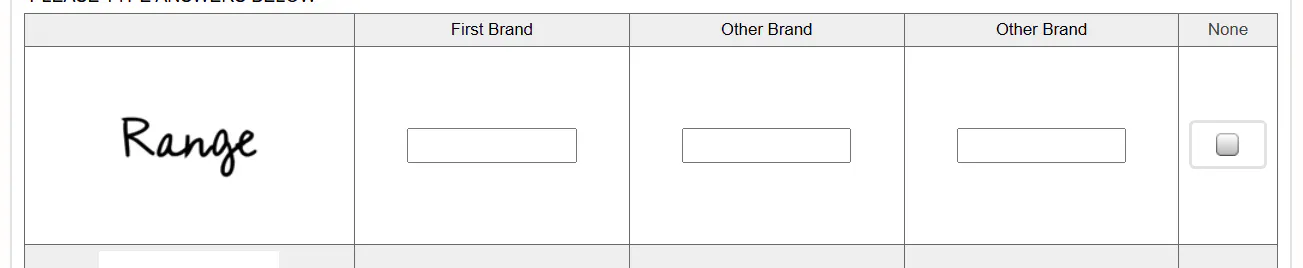 Not Applicable per Variable in a grid with opens