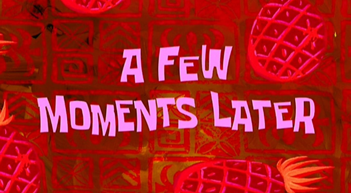 잠시 후, 빨간색 배경에 파인애플이있는 잠시