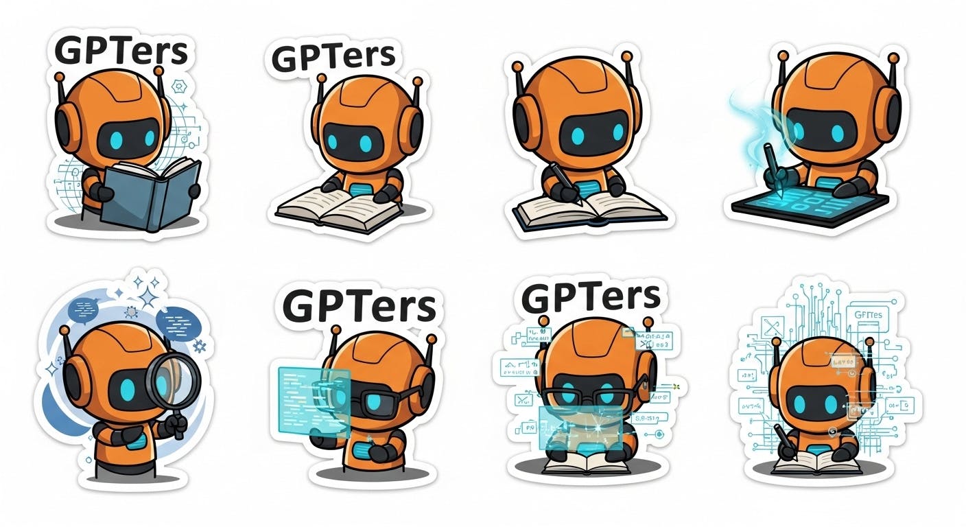 다른 위치에 다른 로봇이있는 스티커 세트