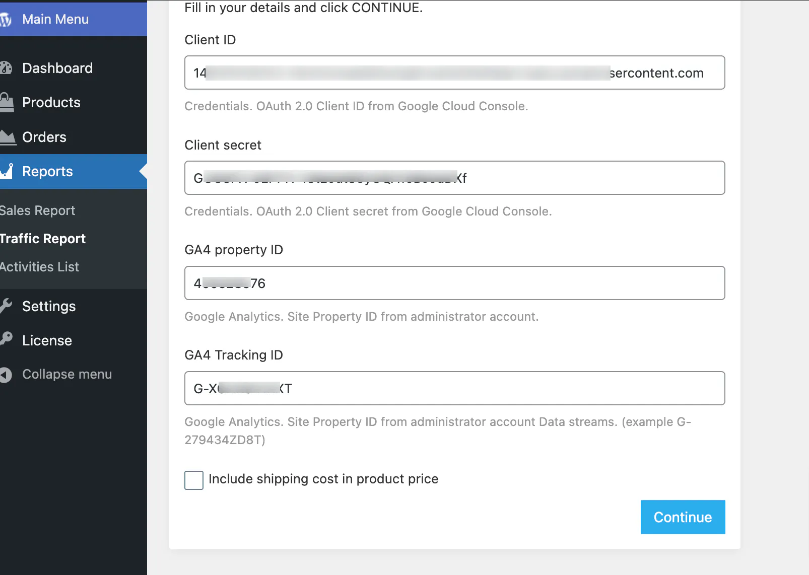 Image showing where to paste GA Tracking Code on a Sellvia website