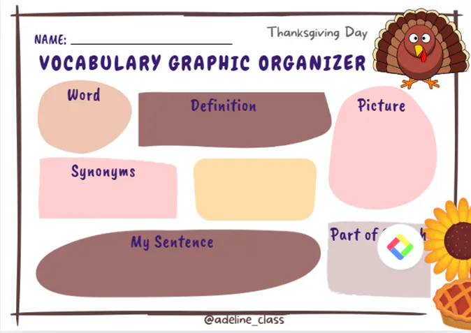 추수 감사절 어휘 그래픽 주최자