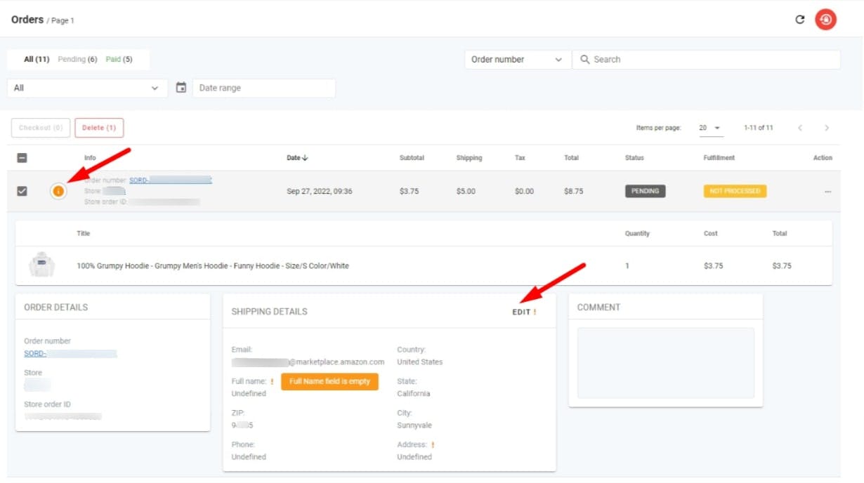 picture showing the steps on how to place an Amazon order with Sellvia