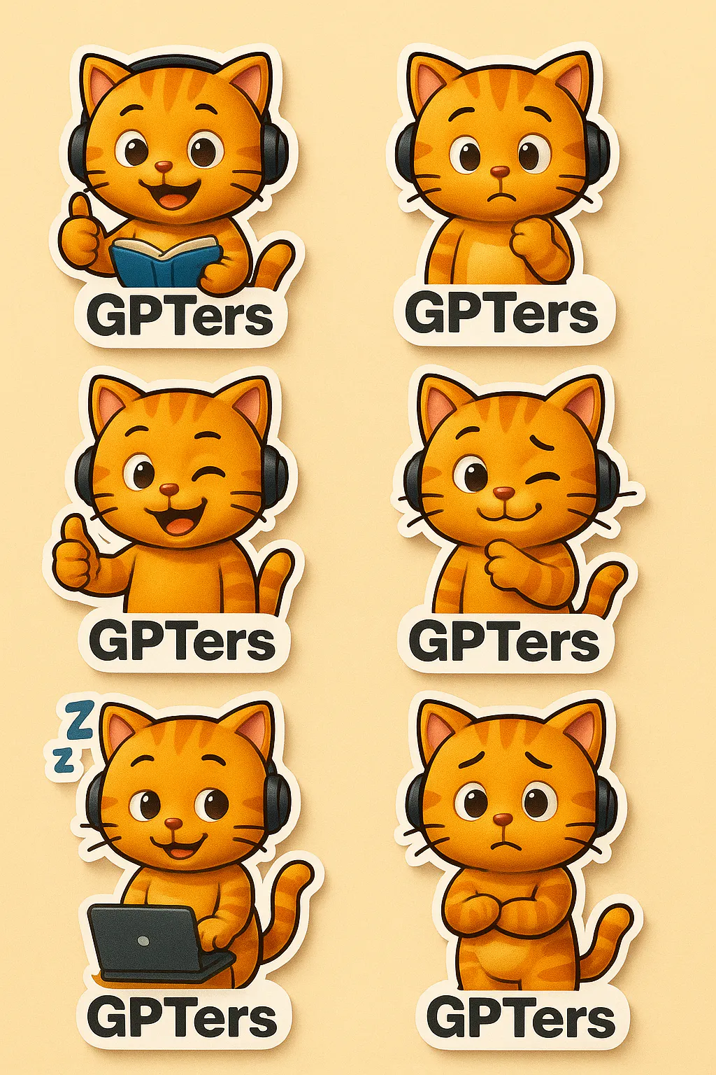 Gptters라는 단어가있는 스티커 세트