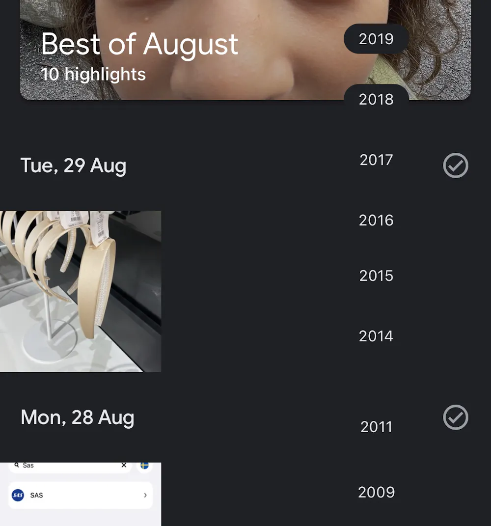 Google Photos date scroll functionality?