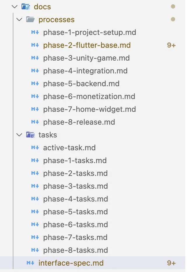 프로젝트의 작업 목록을 보여주는 화면