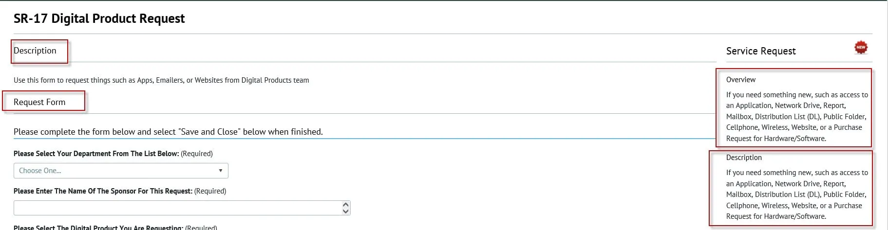 Service Offering - how to hide description, request form, overview, and ...