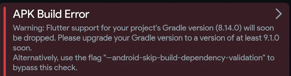 Gradle version - APK download rejected