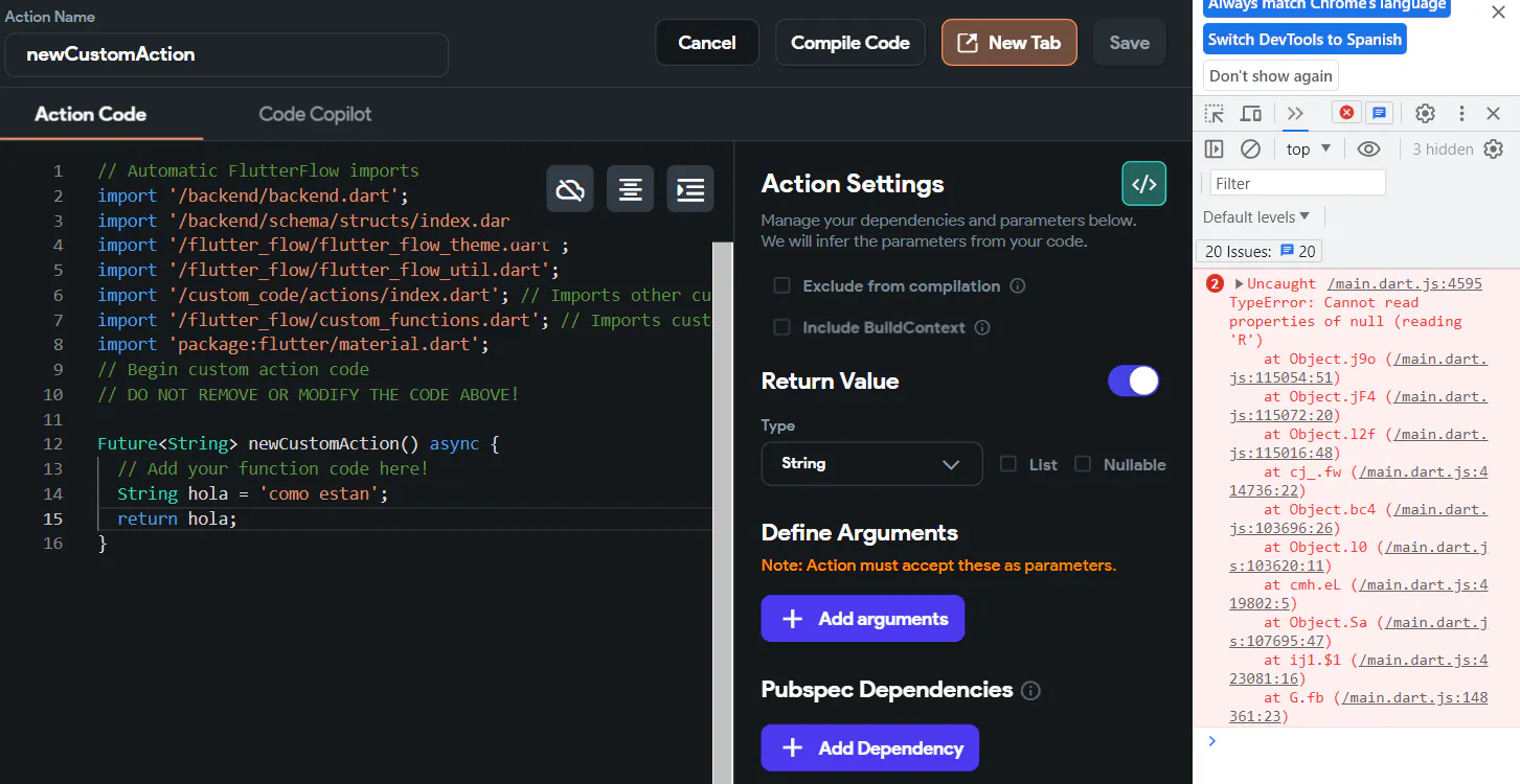 Fatal bug in custom code, can't compile custom code
