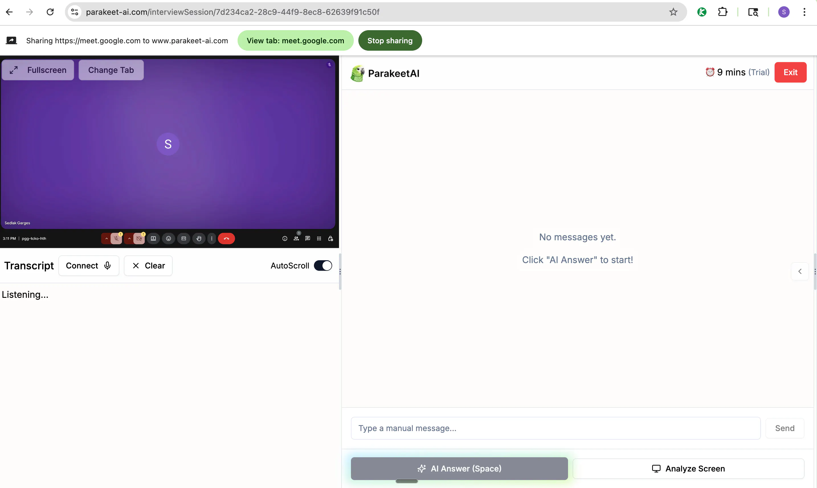 Parakeet AI's page, when I was taking mock interviews, was detectable and gave generic answers