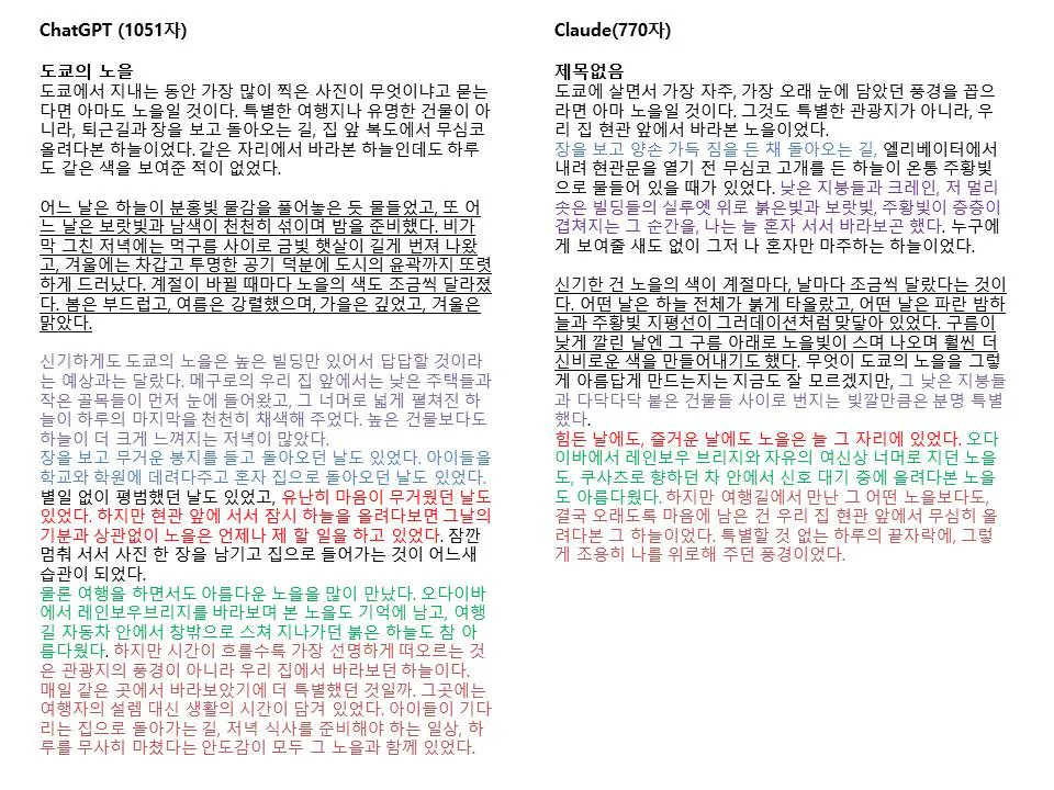 다른 언어로 된 페이지의 한국어 텍스트