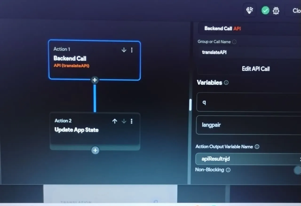 in test mode after click on translate nothing happen
