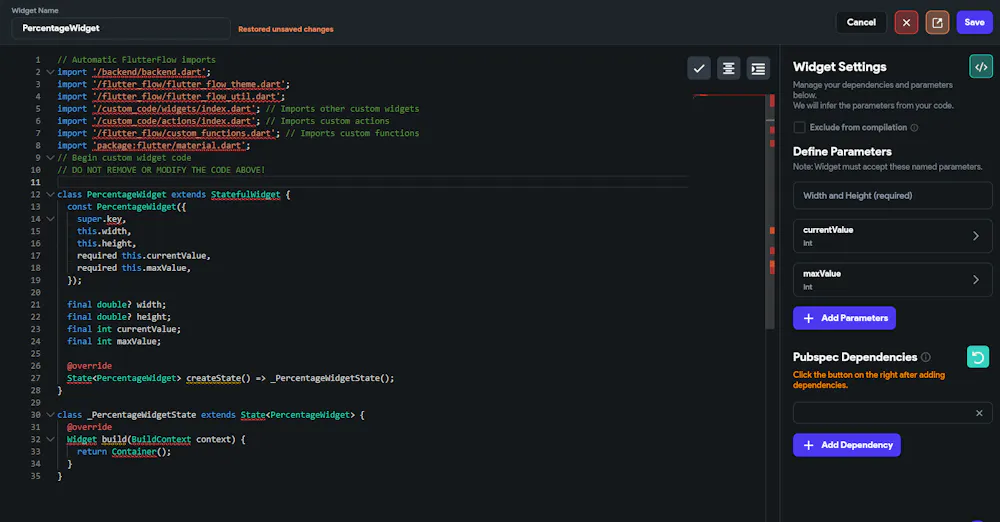 Custom Widget Boilerplate code can't be compiled