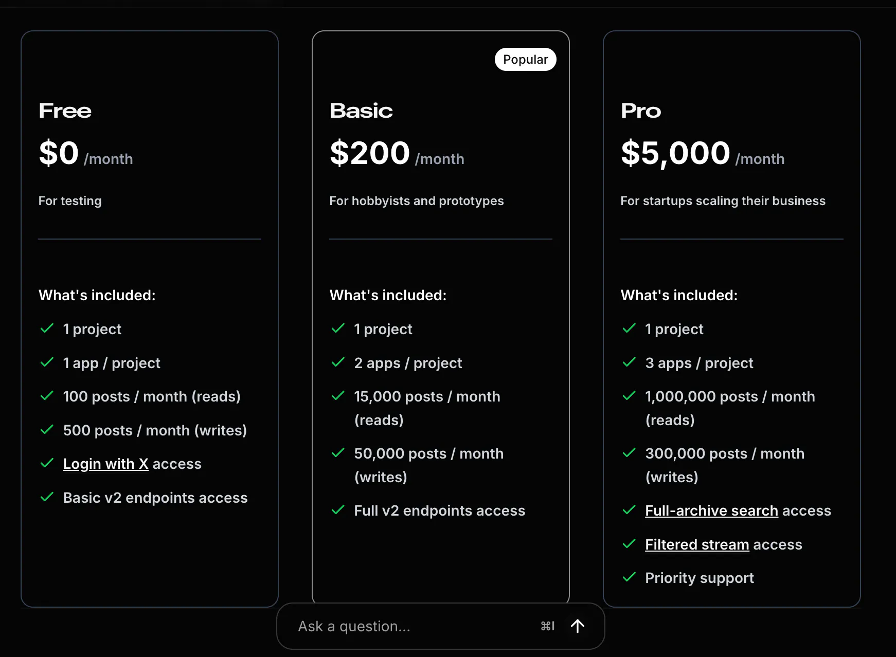 웹 호스팅 서비스 가격 페이지의 스크린샷