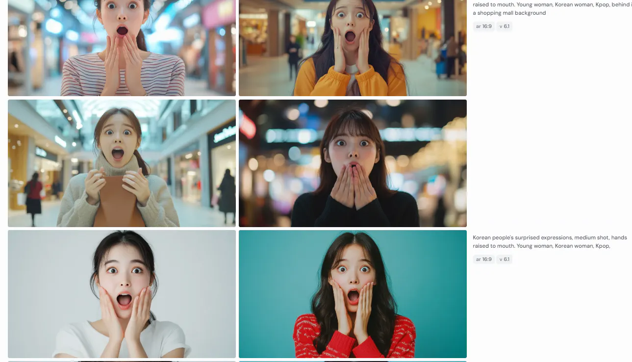 입을 벌리고 있는 여자의 일련의 사진