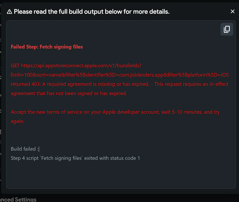 I can't deploy for iOS.