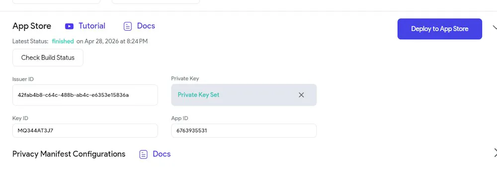 deploy to app store