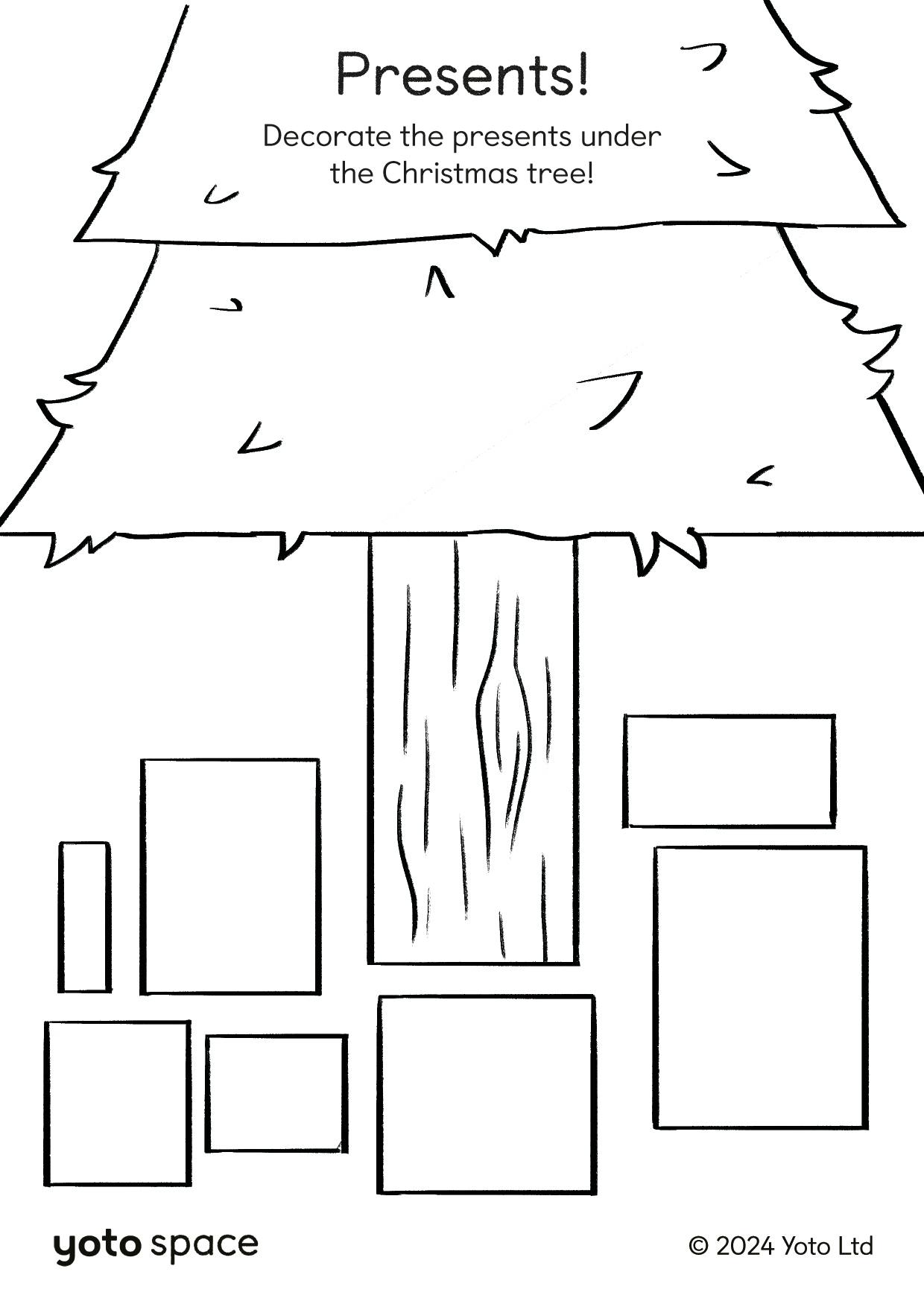 Presents! Decorate the presents under the Christmas tree