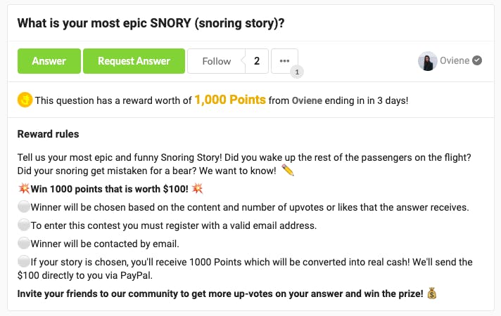 SmartNora's campaign to source members stories around snoring