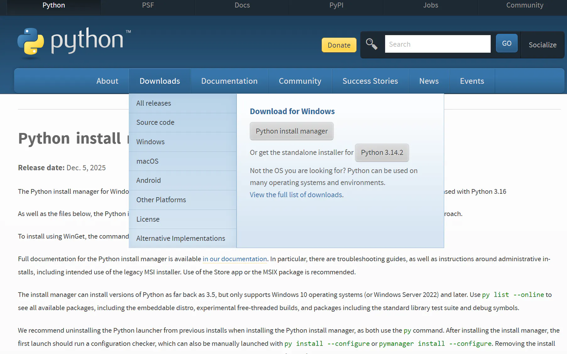 Python 3용 Python 설치