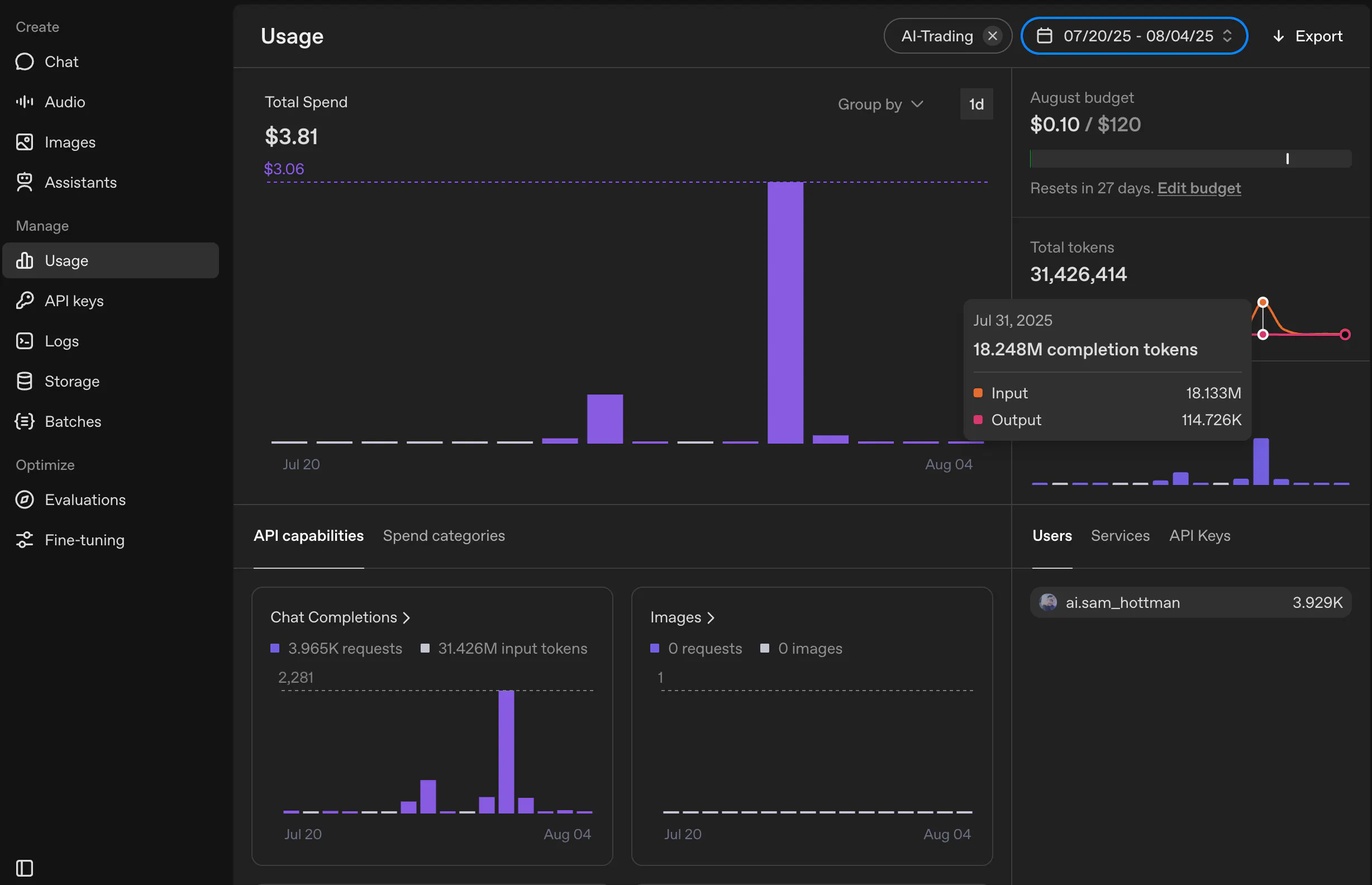 Azure 대시 보드의 스크린 샷