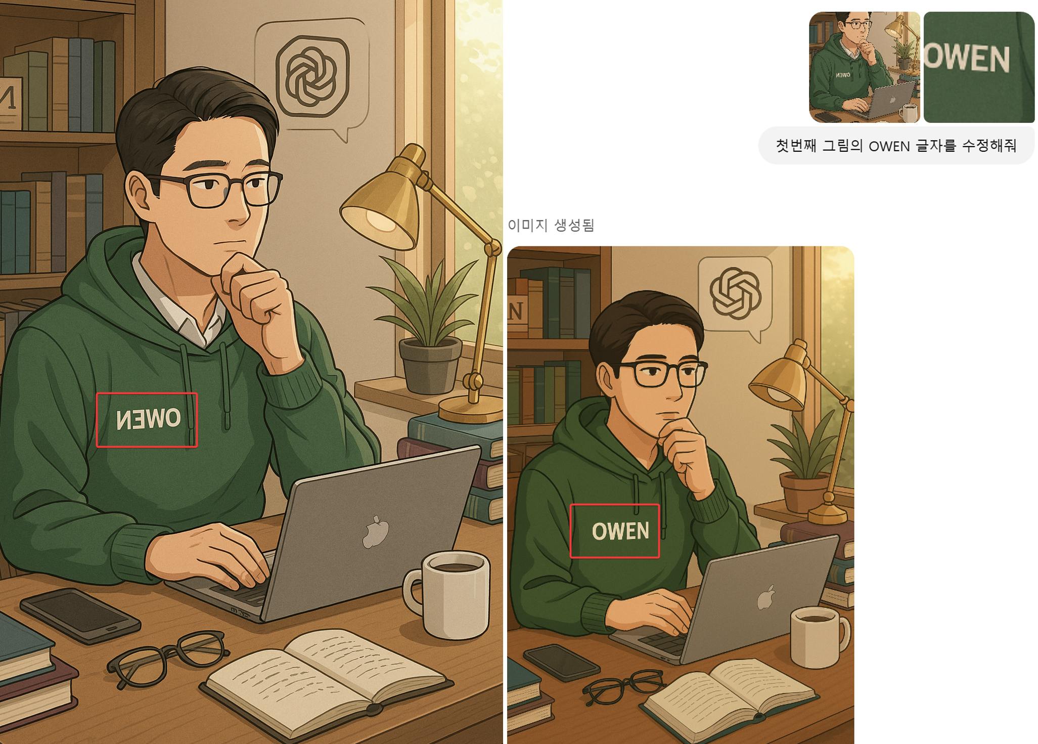 노트북과 함께 책상에 앉아있는 남자의 사진 두 장