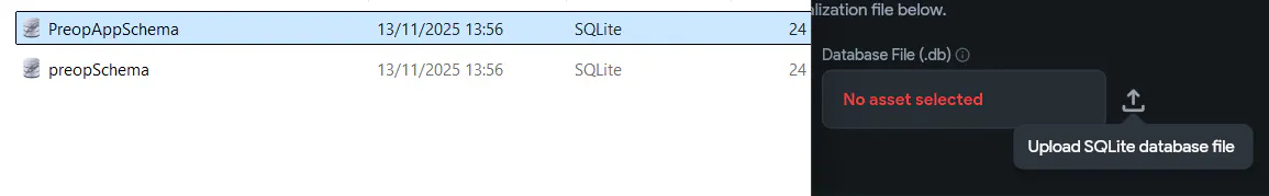 Database File - Upload SQLite Database file button is not working