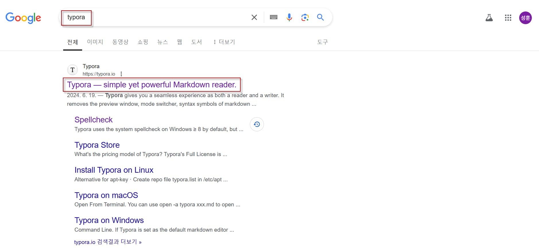 구글 검색 엔진의 스크린샷