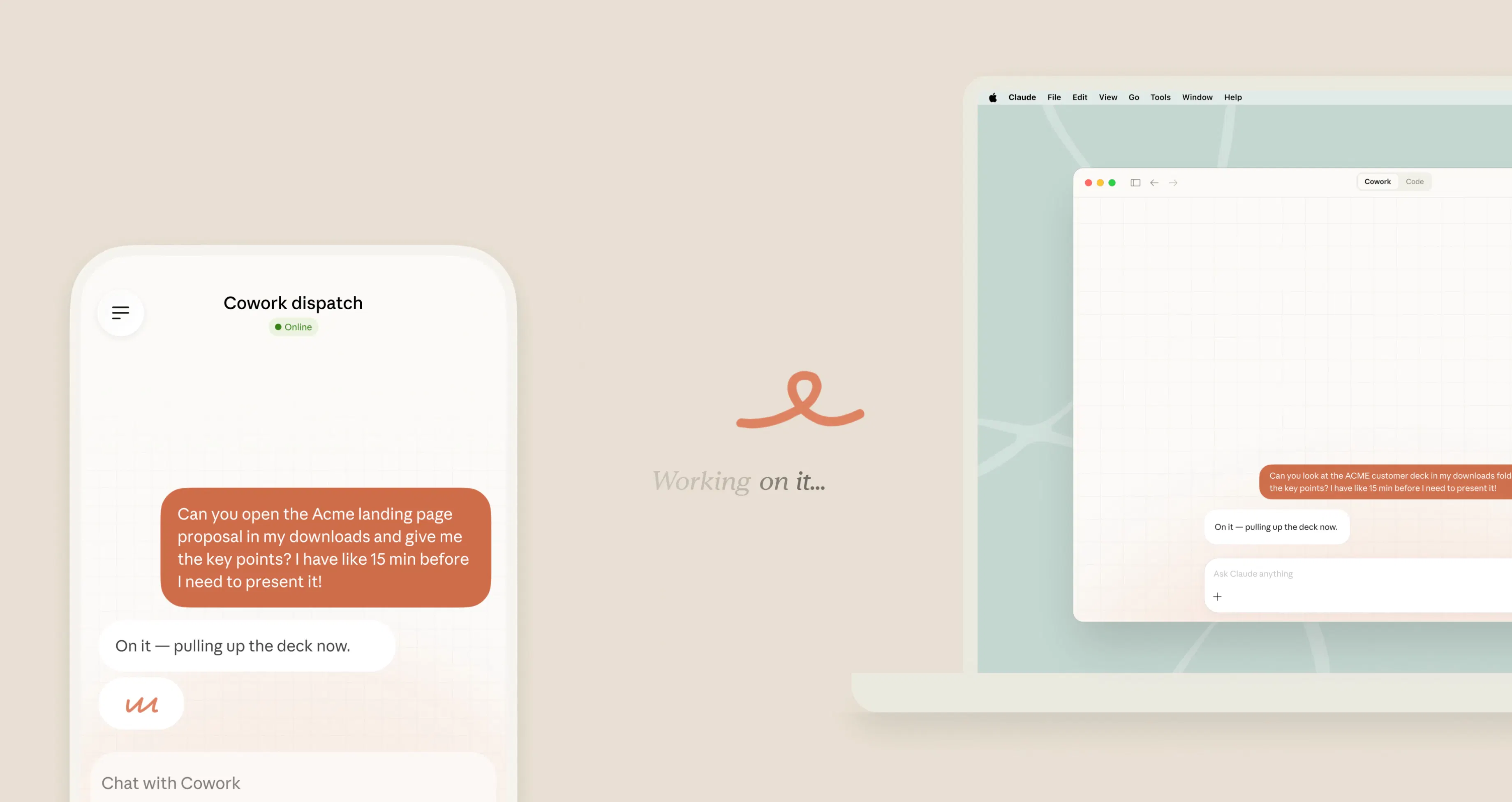 메시지가 적힌 휴대폰과 태블릿