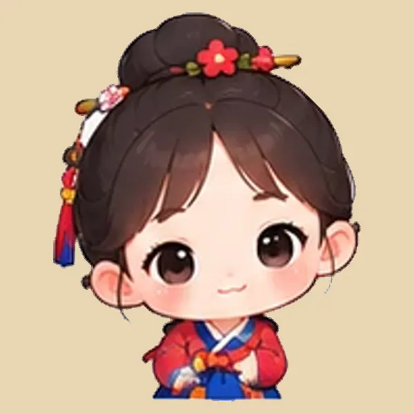 전통 기모노를 입은 만화 소녀