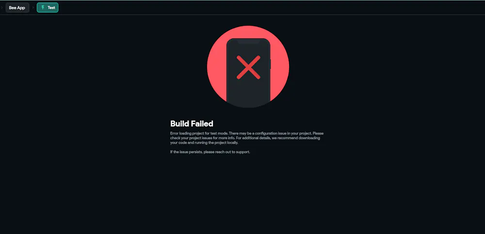 Build failed in test mode