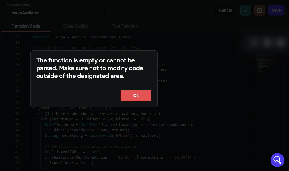 Can't save the code