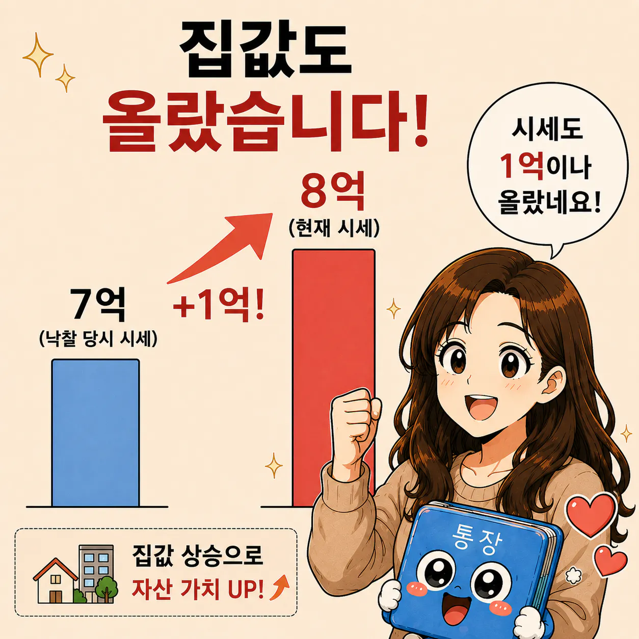 막대 그래프를 들고 있는 한국 소녀