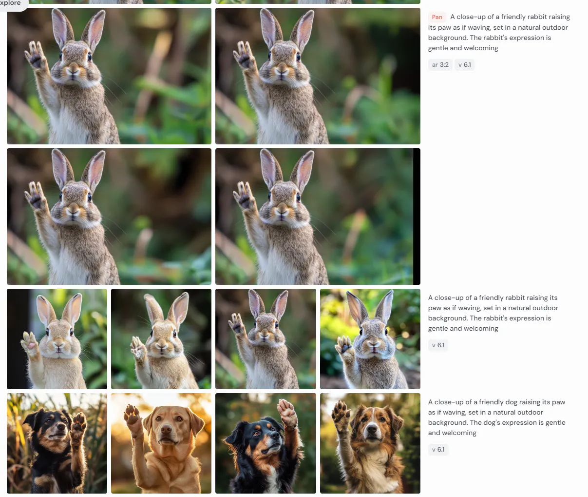 토끼와 강아지 사진의 스크린샷