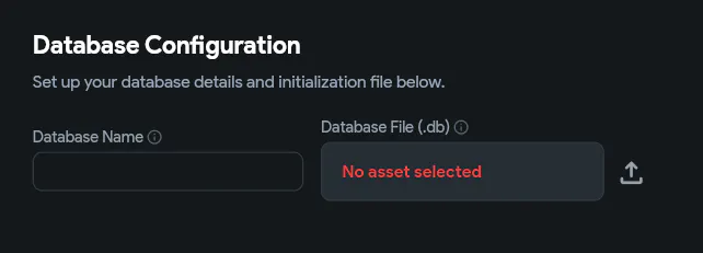 Database File - Upload SQLite Database file button is not working