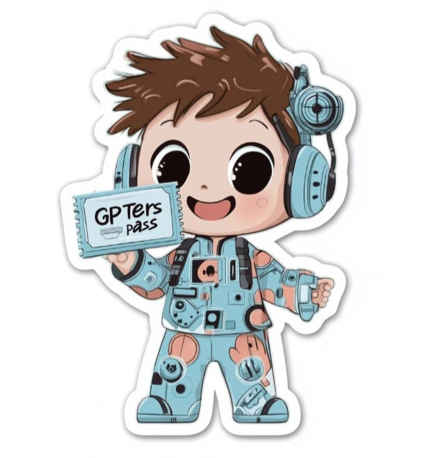 티켓을 들고 만화 캐릭터가있는 스티커