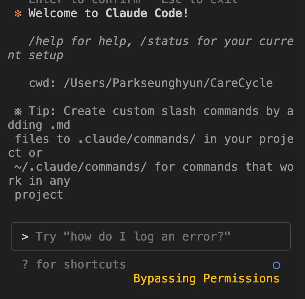Claude 코드에 오신 것을 환영하는 메시지가 포함 된 화면