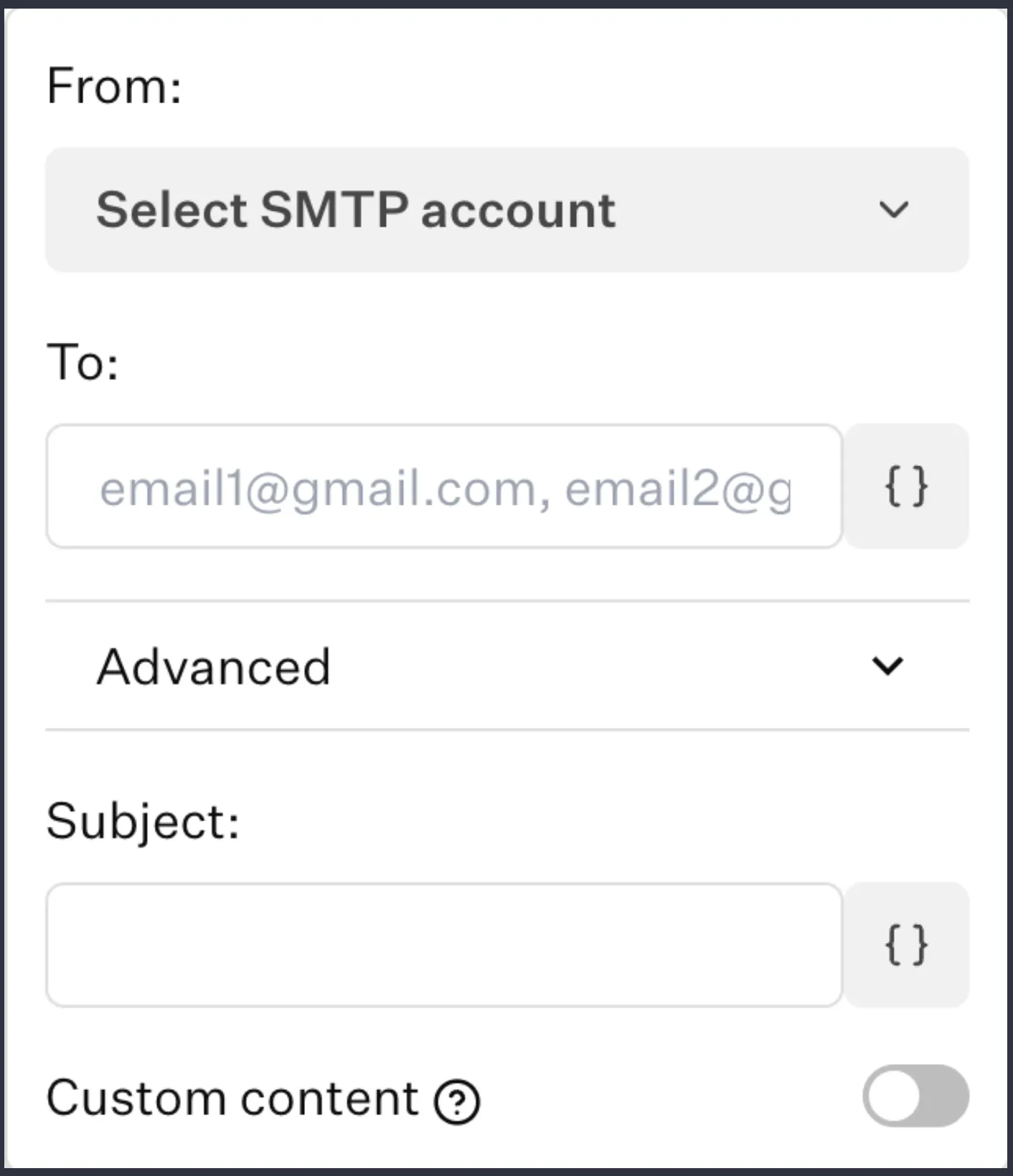 SMTP 계정을 선택하십시오