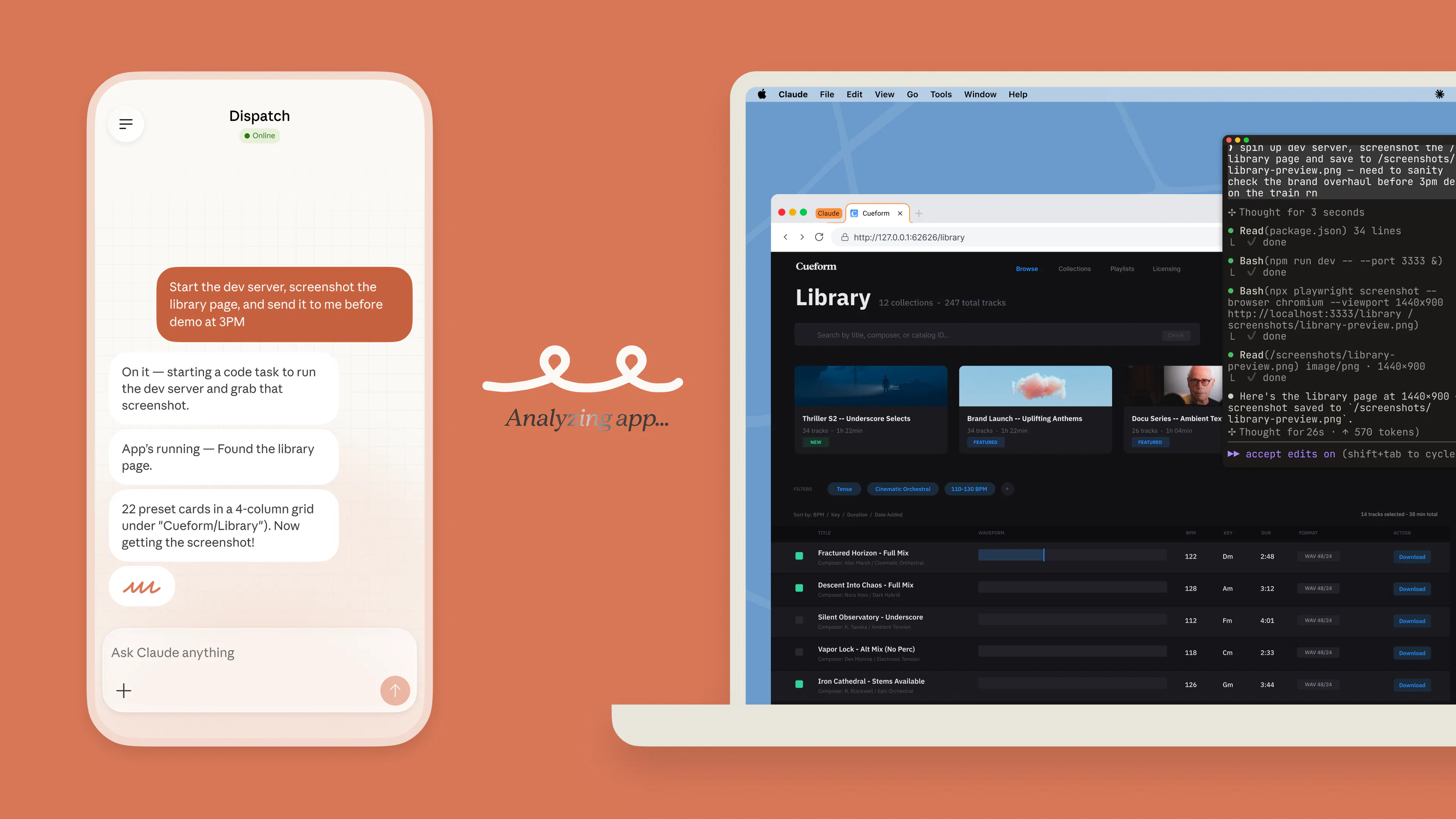 화면에 메시지가 표시된 노트북과 태블릿