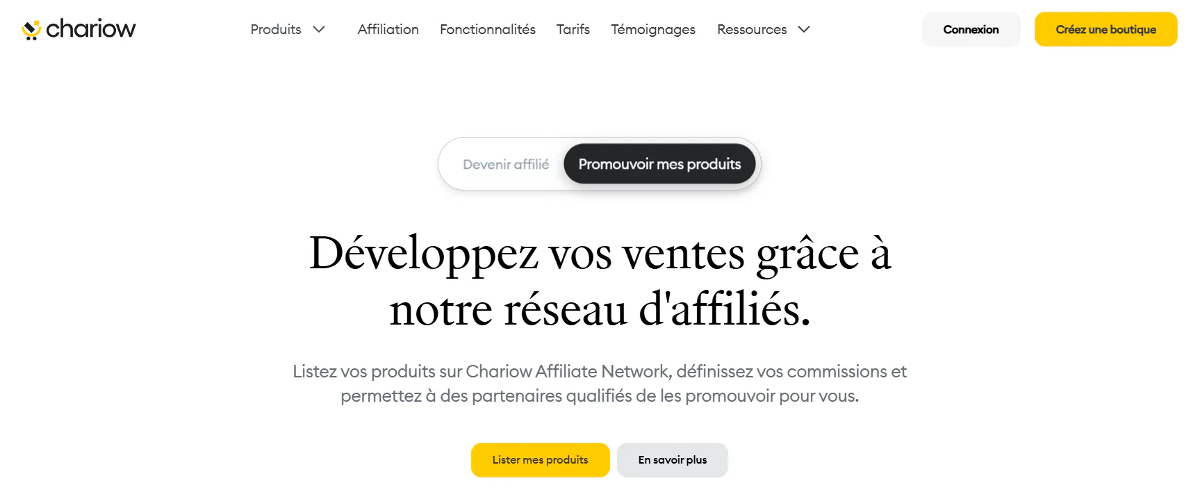 Réseau d'affiliation Chariow