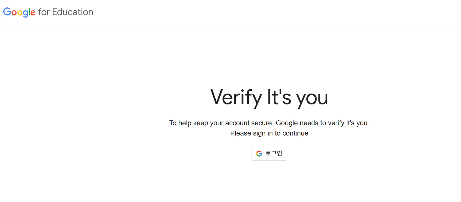 Google 확인 페이지의 스크린 샷