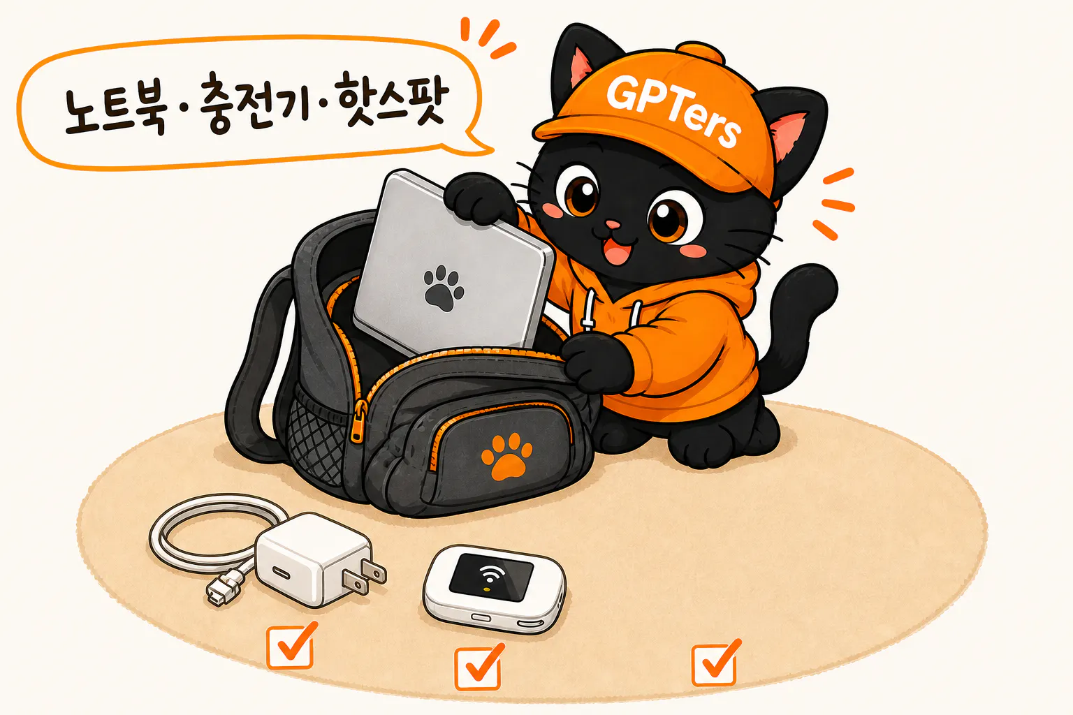 준비물 - 노트북 충전기 포켓 와이파이