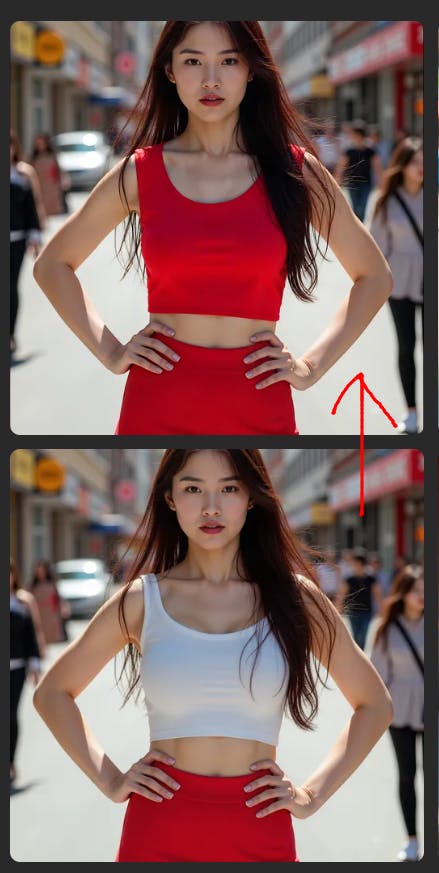 빨간 드레스를 입은 여자와 붉은 치마에 여자