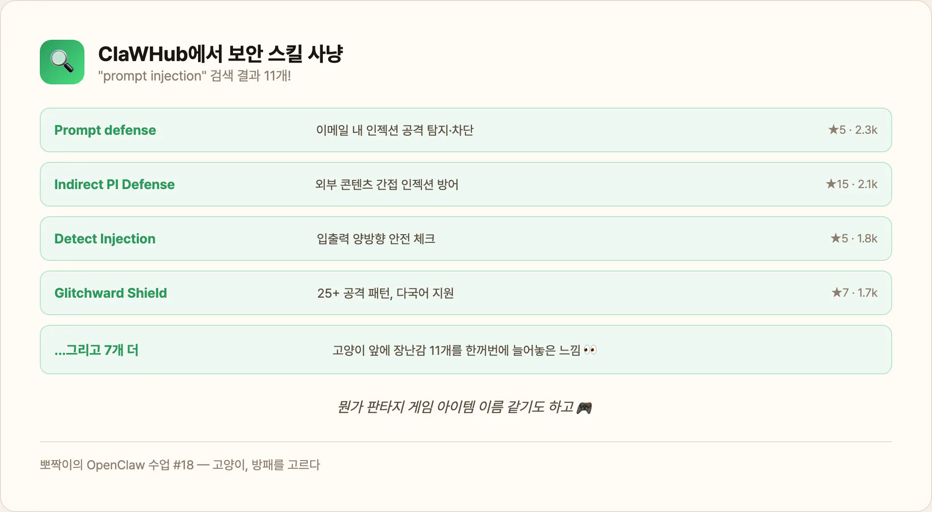 ClaWHub에서 보안 스킬 사냥