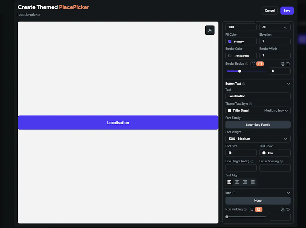 Text align on Place picker blocker on 