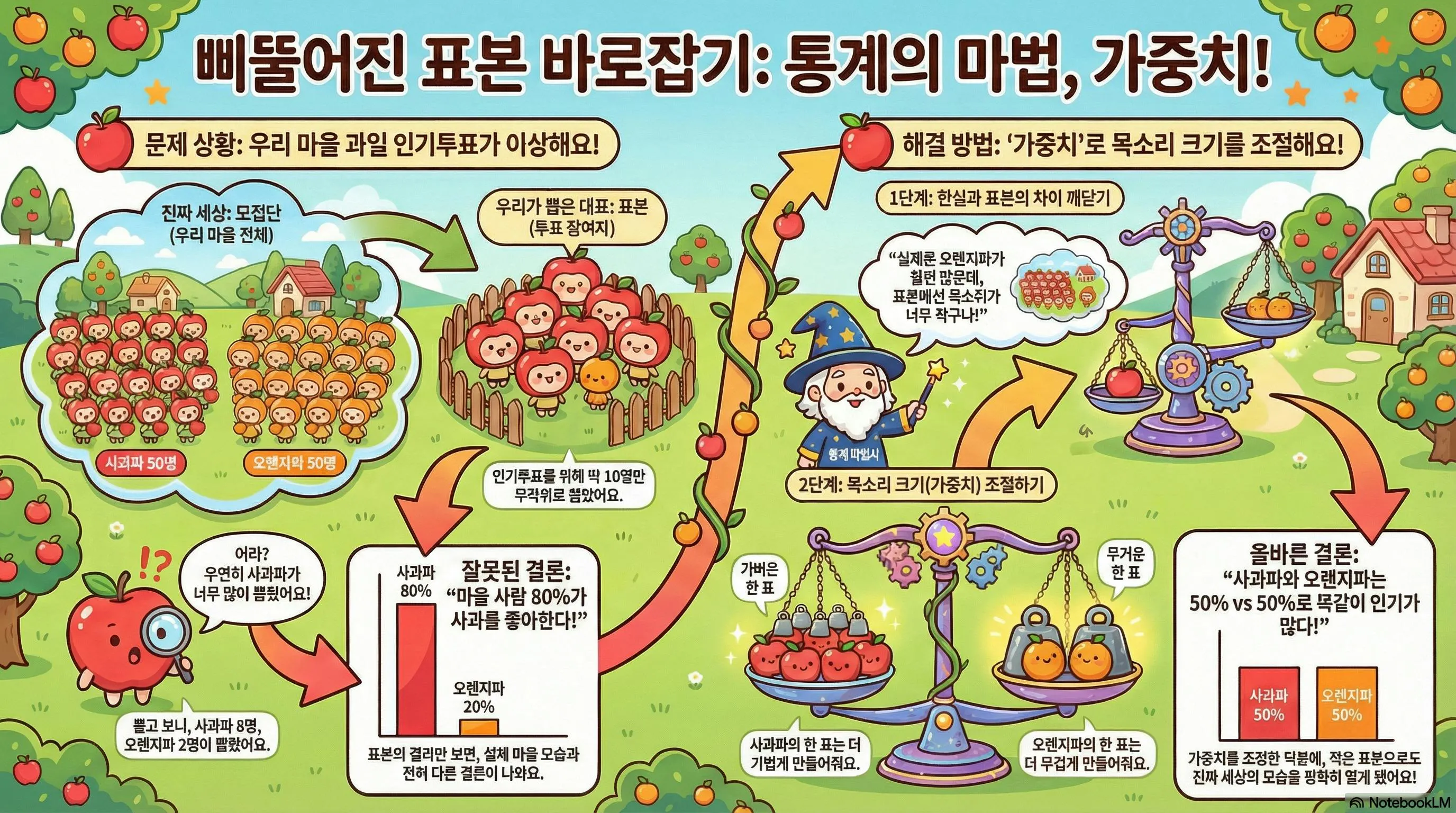 한국의 사과 재배 과정을 보여주는 포스터