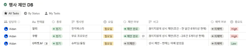 한국 달력의 스크린 샷